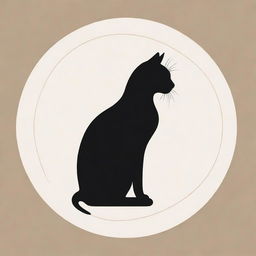 An elegant cat silhouette encapsulated by a circle, formed through minimalist line art.