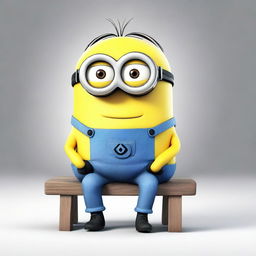 A Minion from the Despicable Me series sitting down