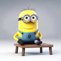 A Minion from the Despicable Me series sitting down