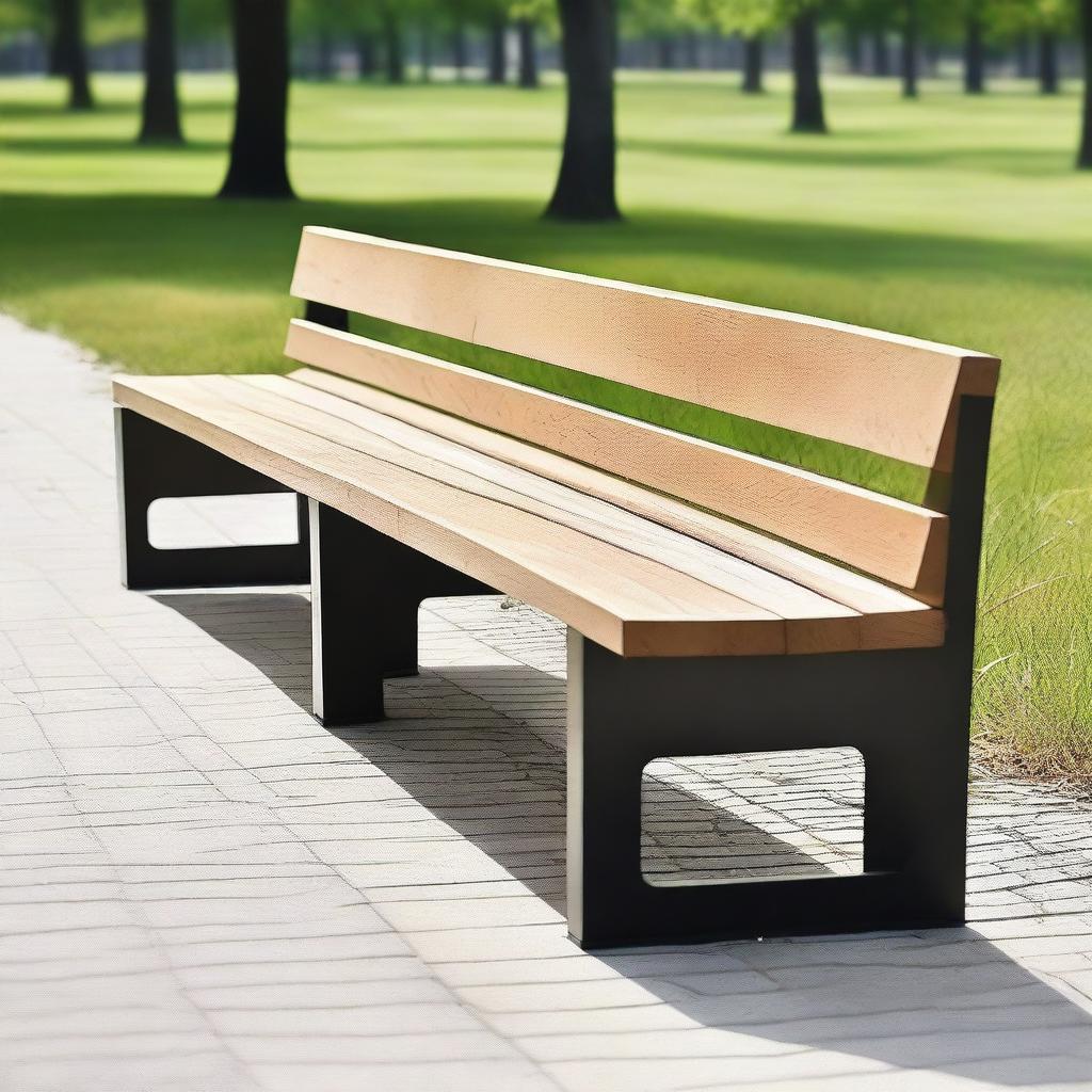 A front view of a long bench chair designed for multiple people to sit on