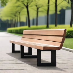 A front view of a long bench chair designed for multiple people to sit on