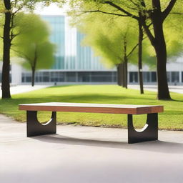 A front view of a long bench chair designed for multiple people to sit on