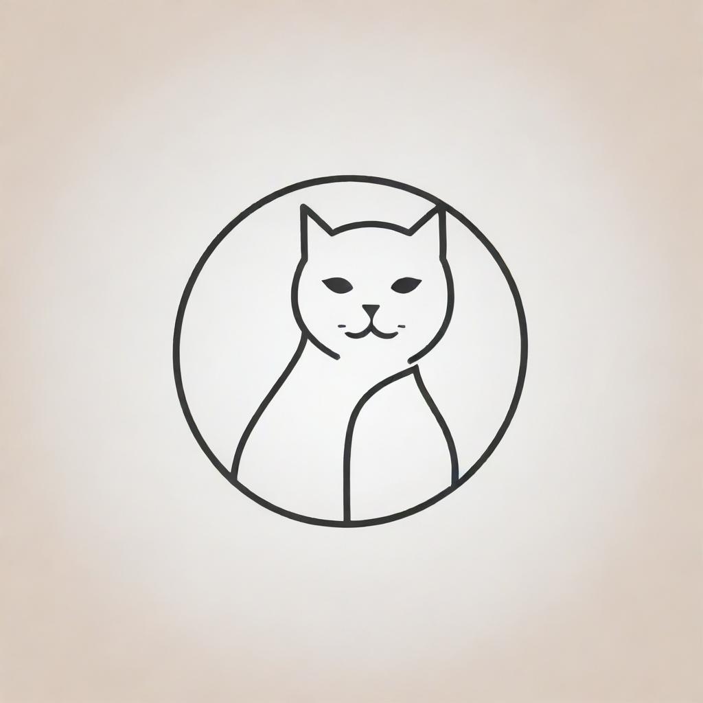 An elegant, minimalist line art logo of a cat encased within a circle, symbolizing the potential to create a better world.