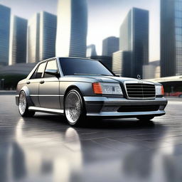 A futuristic rendition of the Mercedes-Benz 190E, 2024 model