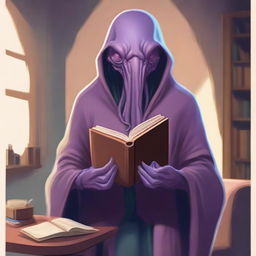 A friendly mindflayer is depicted in a welcoming and non-threatening manner