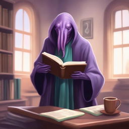 A friendly mindflayer is depicted in a welcoming and non-threatening manner