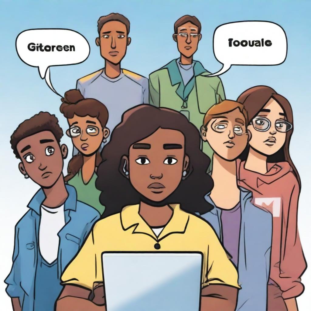 A cover page of a comic book focused on cyberbullying, designed for eLearning purposes