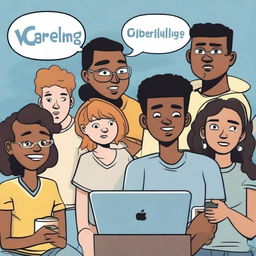 A cover page of a comic book focused on cyberbullying, designed for eLearning purposes