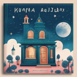 A whimsical book cover titled 'Rumah Ajaib' featuring a magical house with quirky, fantastical elements like floating windows, twisting chimneys, and glowing lights