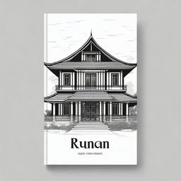 A simple and elegant book cover titled 'Rumah' featuring a detailed sketch of a traditional house