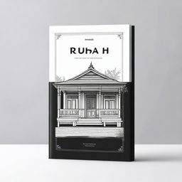 A simple and elegant book cover titled 'Rumah' featuring a detailed sketch of a traditional house