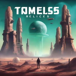 A science fiction book cover titled 'Timeless Relics'