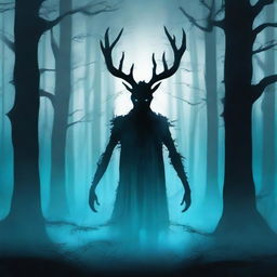 Create a book cover featuring a dark, creepy forest in the background