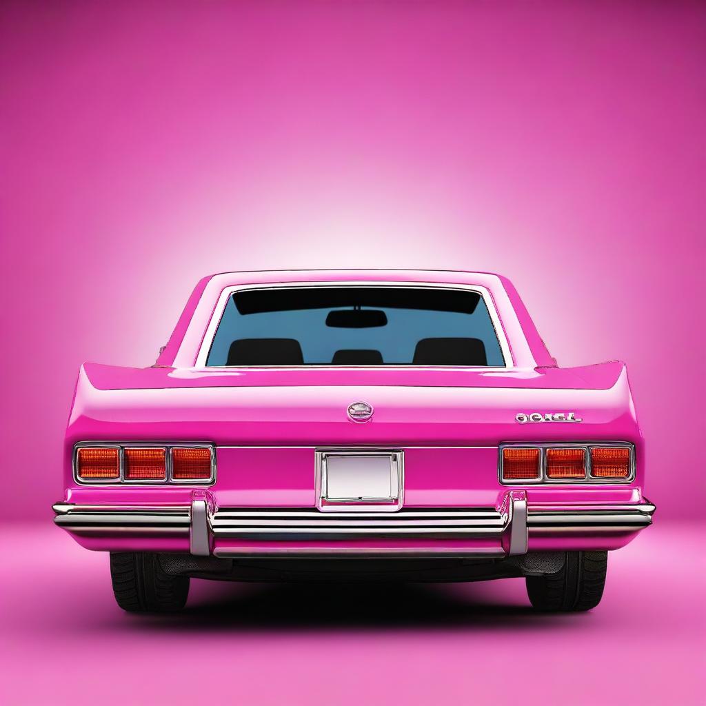 A detailed view of the back of a funky pink car