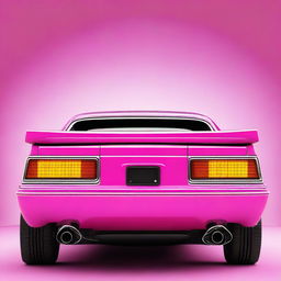 A detailed view of the back of a funky pink car