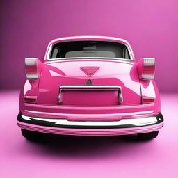 A detailed view of the back of a funky pink car