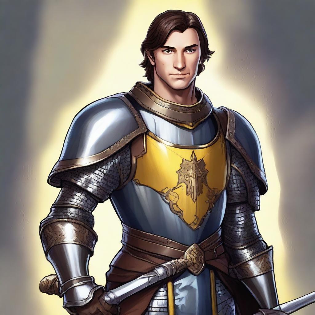 George Russell depicted as a knight, wearing detailed medieval armor