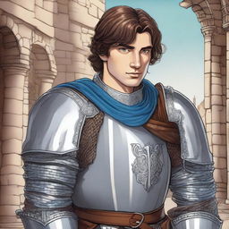 A detailed illustration of George Russell depicted as a knight