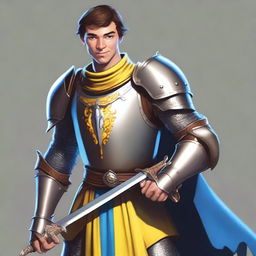 F1 driver George Russell depicted as a knight, wearing detailed medieval armor