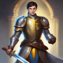 F1 driver George Russell depicted as a knight, wearing detailed medieval armor