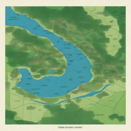 An illustration combining the concept of territorial planning with the natural beauty of the Cuyabeno region