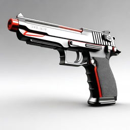 A highly detailed image of a futuristic double-barreled Desert Eagle pistol