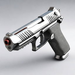 A highly detailed image of a futuristic double-barreled Desert Eagle pistol