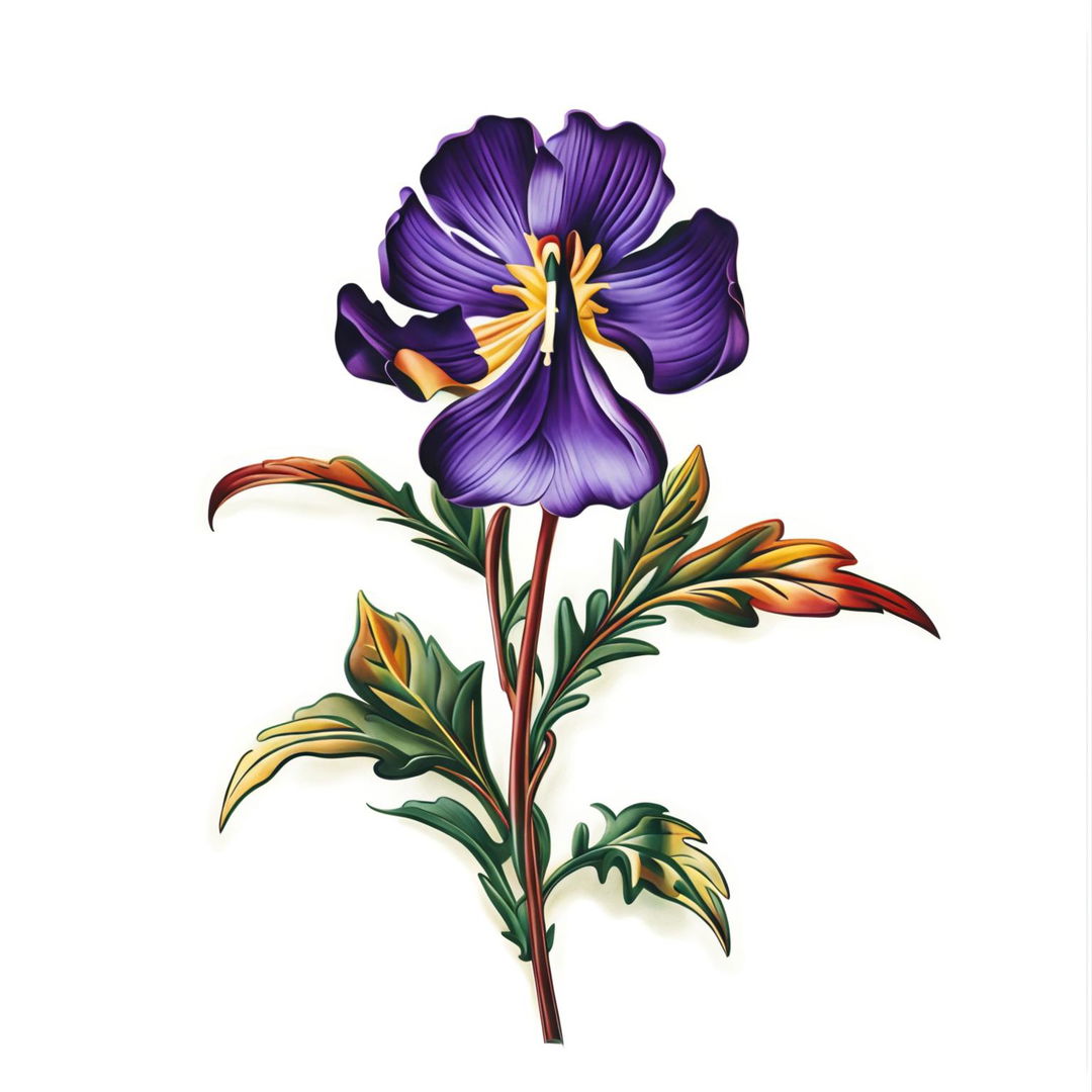 A detailed illustration of Romania's national flower, the purple Carpathian bellflower, wrapped in the Romanian flag