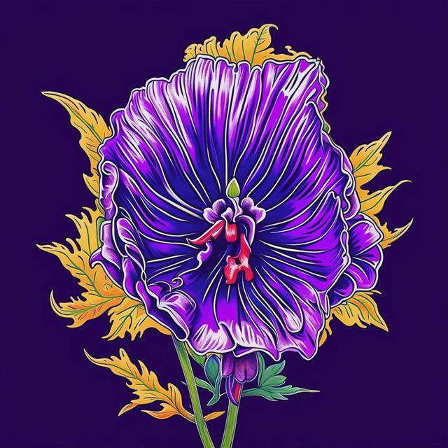 A vibrant illustration of Romania's national flower, the purple Carpathian bellflower, with a red, blue, and yellow backdrop representing the Romanian flag colors