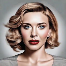 A realistic and detailed portrait of Scarlett Johansson, capturing her elegance and beauty