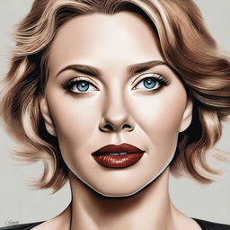 A realistic and detailed portrait of Scarlett Johansson, capturing her elegance and beauty