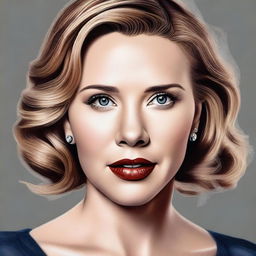 A realistic and detailed portrait of Scarlett Johansson, capturing her elegance and beauty