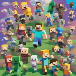 A vibrant collage featuring characters and elements from various video games, including popular titles like Minecraft, Fortnite, Animal Crossing, Zelda, and Roblox