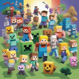 A vibrant collage featuring characters and elements from various video games, including popular titles like Minecraft, Fortnite, Animal Crossing, Zelda, and Roblox