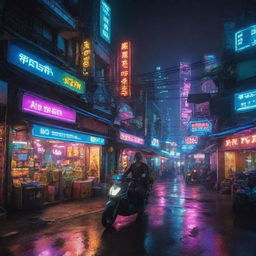 A vibrant depiction of Vietnam in a cyberpunk theme, merging traditional Vietnamese landscapes with the high-tech neon glow and advanced technology of the cyberpunk aesthetic.