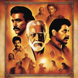 Create a movie poster in the style of Drew Struzan featuring Indian actors