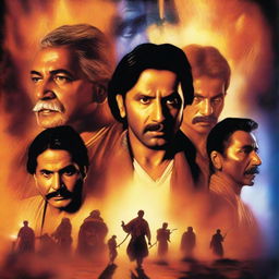 Create a movie poster in the style of Drew Struzan featuring Indian actors