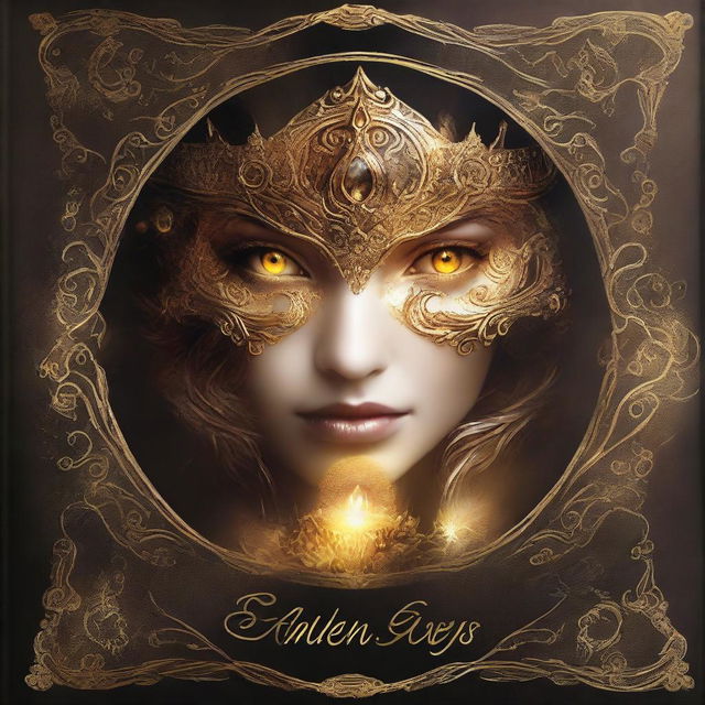 A fantasy-themed book cover featuring golden eyes