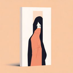 An illustrative book cover featuring a woman peeping out from behind a contemporary door