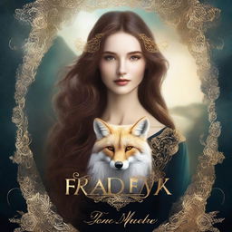 A fantasy book cover featuring a very beautiful white woman with long, curly brown hair and glowing golden eyes