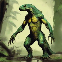 A reptilian creature named Sszintar, 25 years old, 5ft tall, and weighing 138 pounds