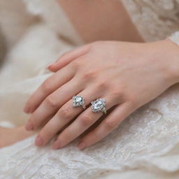 A detailed closeup of a hand adorned with an exquisite ring