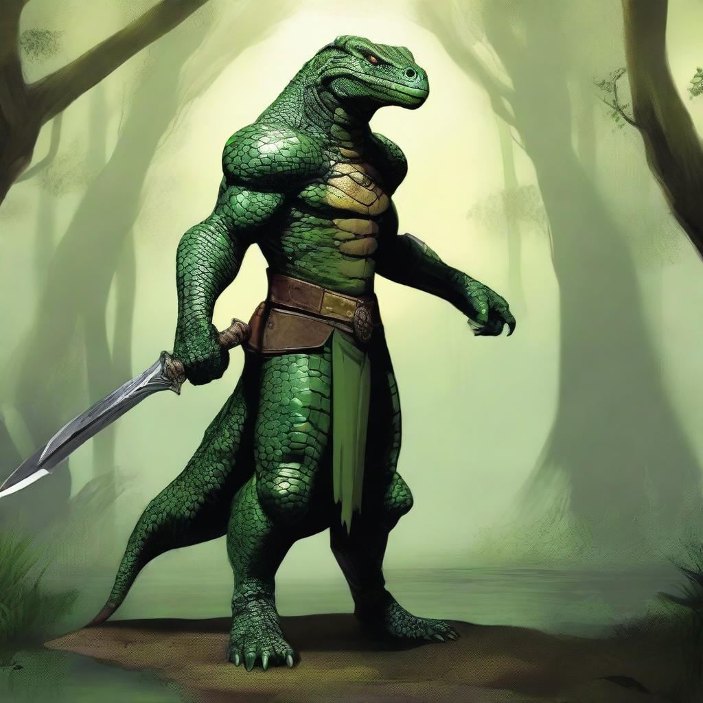 A reptilian Paladin named Sszintar, 25 years old, 5ft tall, weighing 138 pounds