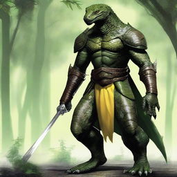 A reptilian Paladin named Sszintar, 25 years old, 5ft tall, weighing 138 pounds