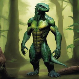 A reptilian creature named Sszintar, 5ft tall, weighing 138 pounds, covered in adamantite armor