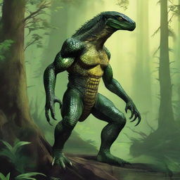 A reptilian creature named Sszintar, 5ft tall, weighing 138 pounds, covered in adamantite armor