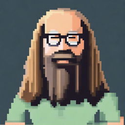 A pixel art depiction of Rick Rubin wearing glasses