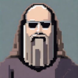 A pixel art depiction of Rick Rubin wearing glasses