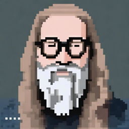 A pixel art depiction of Rick Rubin wearing glasses