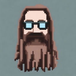 A pixel art depiction of Rick Rubin, the famous music producer, wearing glasses